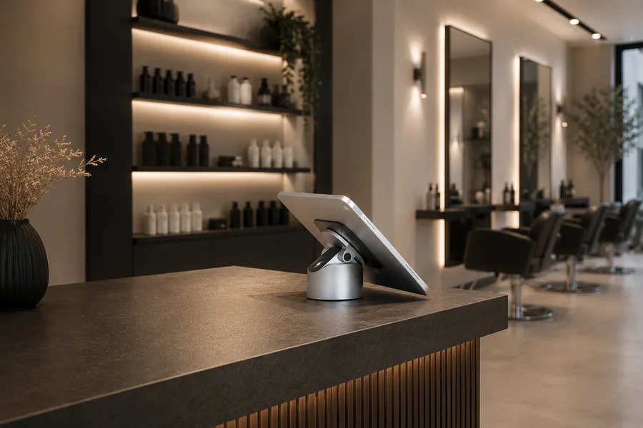 Tablet TPV premium en un salón de estética